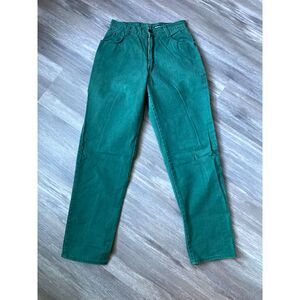 Vintage 80s Stuffed Shirt Emerald Green Denim High Waisted Jeans USA Made 9/10